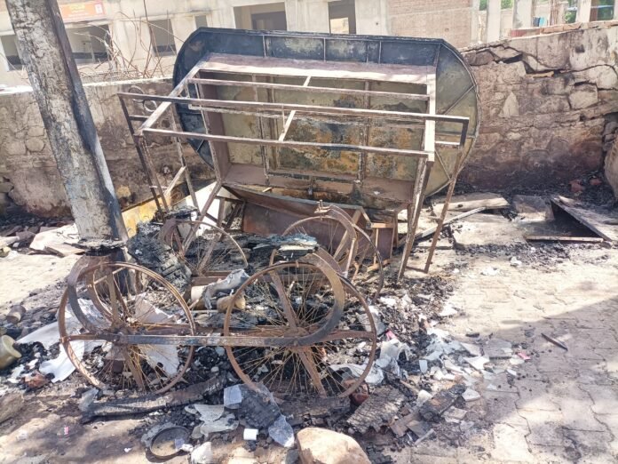 Damage caused by fire in Tijara