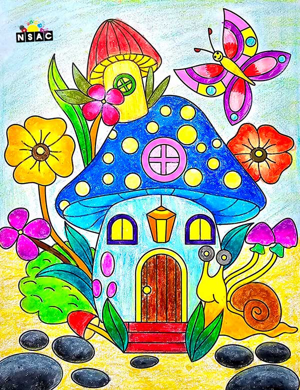 649 कला प्रतियोगिता में कलरिंग और मंडला आर्ट