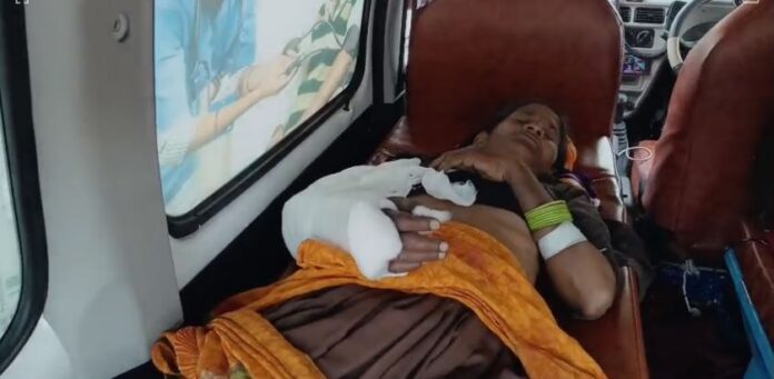 महिला का हाथ कटा, जयपुर रेफर