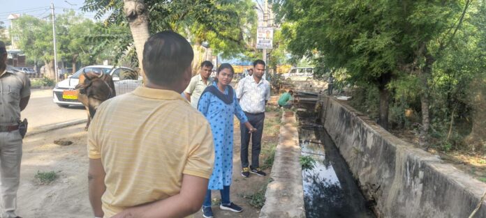 जिला कलक्टर डॉ. आर्तिका शुक्ला निरीक्षण करती हुई