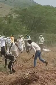 बिसुनी गांव में जमीन विवाद के दौरान लाठी-डंडे एवं पत्थरबाजी